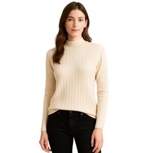 M.J. Carroll Peach Ribbed Mock Neck Sweater Women’s M Lightweight Knit